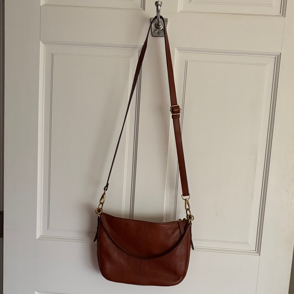 Fossil Jolie Leather Crossbody and Top Handle Bag,  Brown Hidden Side Pocket